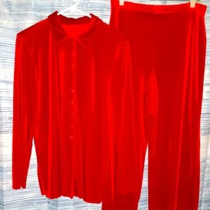 CRUSHED VELOUR RED PJ'S Xmas outfit
